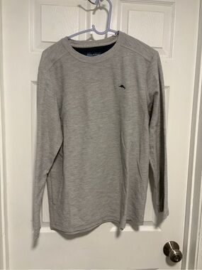 Tommy Bahama Light Gray Long-Sleeve Crewneck Shirt